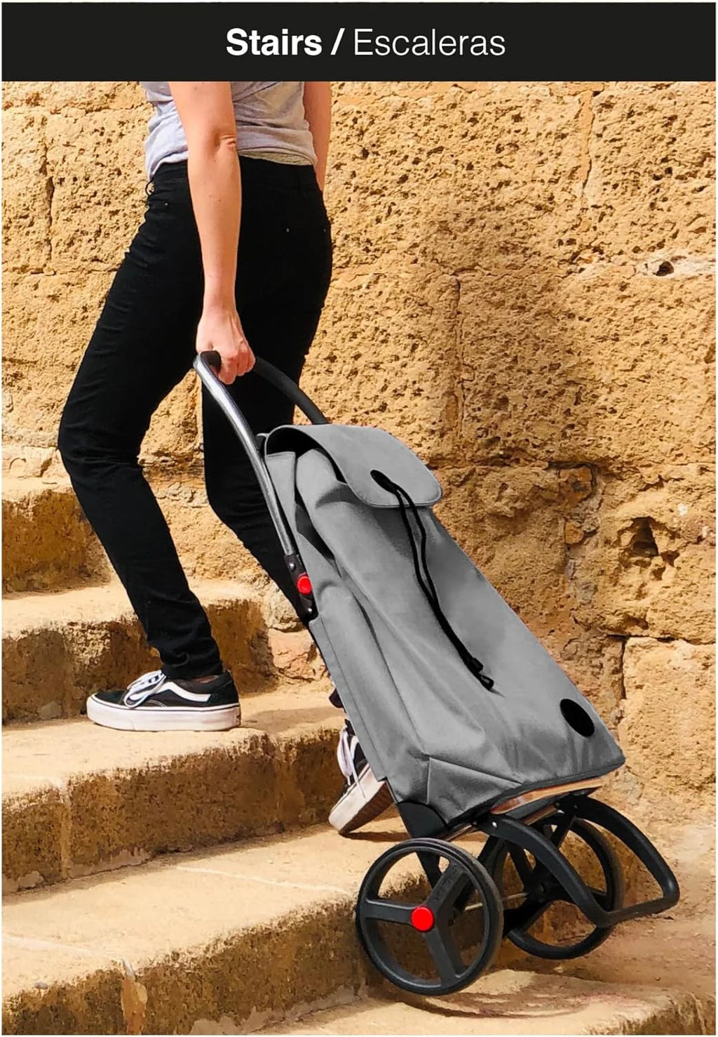 Foldable Grocery Shopping Cart with Wheels | Collapsible Personal Folding Cart for Groceries | Durable & Portable | Black