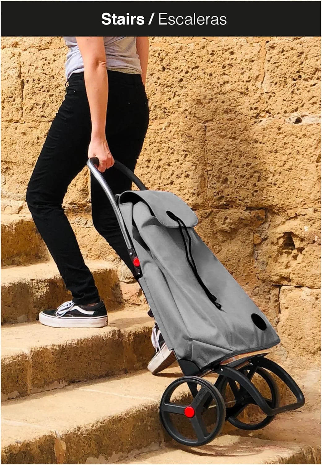 Foldable Grocery Shopping Cart with Wheels | Collapsible Personal Folding Cart for Groceries | Durable & Portable | Black