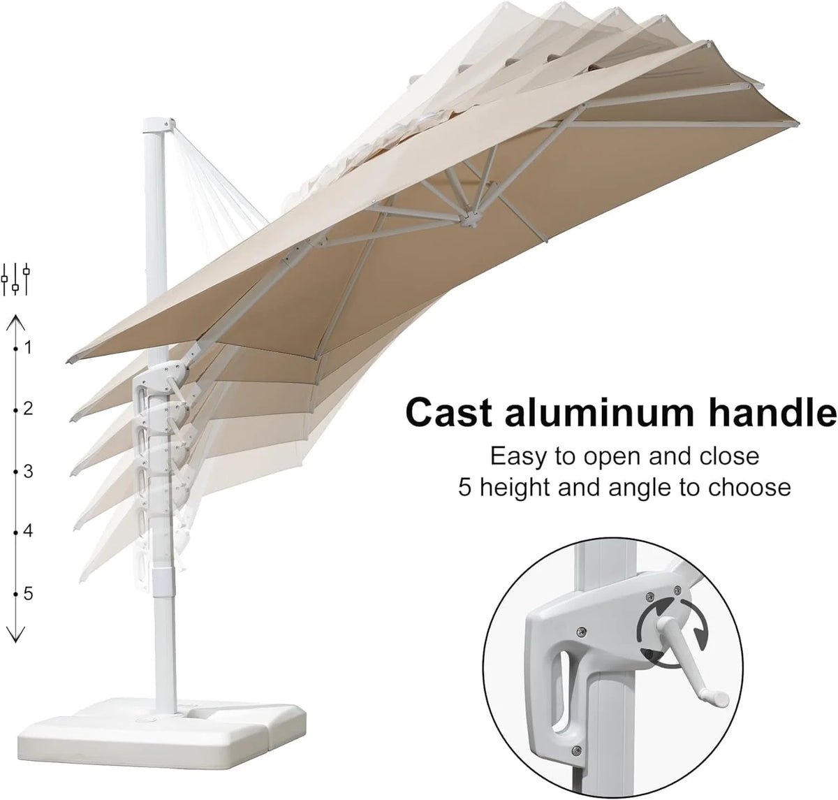 PURPLE LEAF 9 �� 11.5 FT Patio Umbrella White Cantilever Offset Umbrella Rectangle Outdoor Umbrella with 360�� Rotation for Garden Deck Pool, Beige