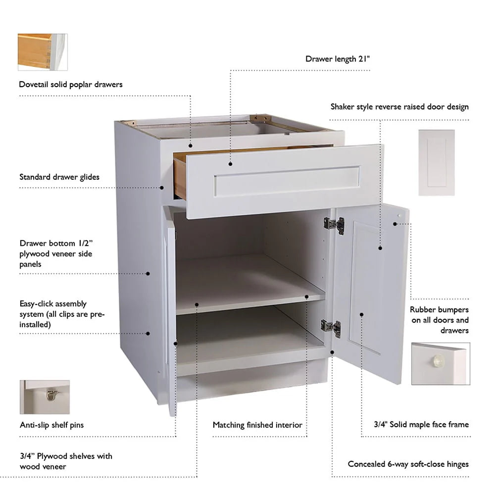 Design House 561621 Brookings Unassembled Shaker Wall Kitchen Cabinet 30x12x12, White