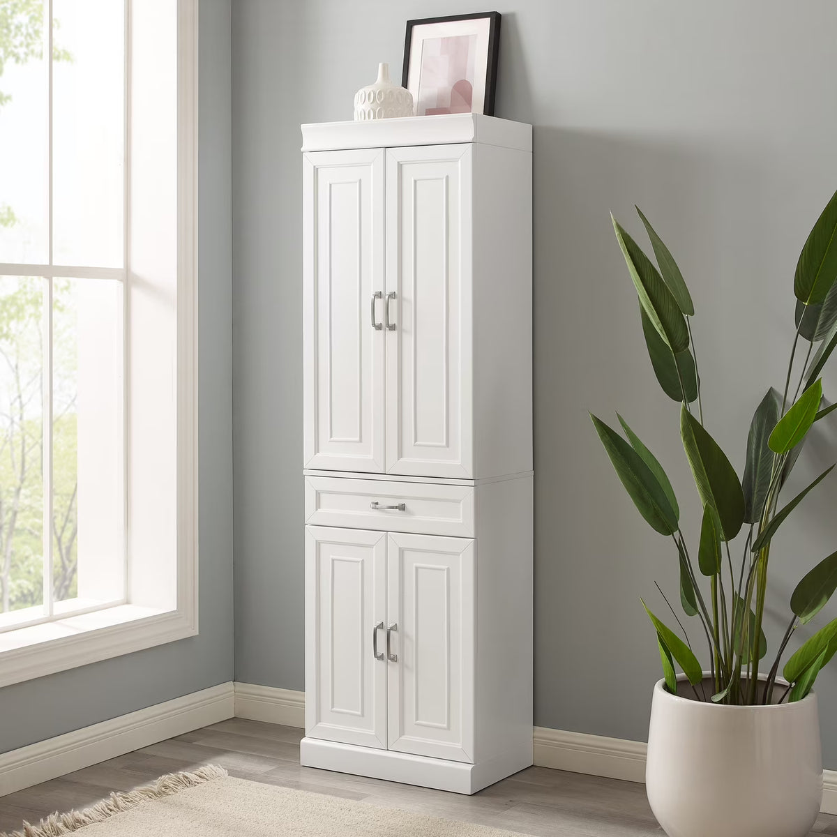Crosley Furniture Stanton Pantry Storage Cabinet with Shelves, Kitchen, Dining, or Laundry Room