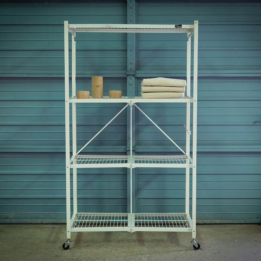 Origami 2-Pack R5 Series Heavy-Duty 4-Tier Foldable Steel Shelf, Pewter