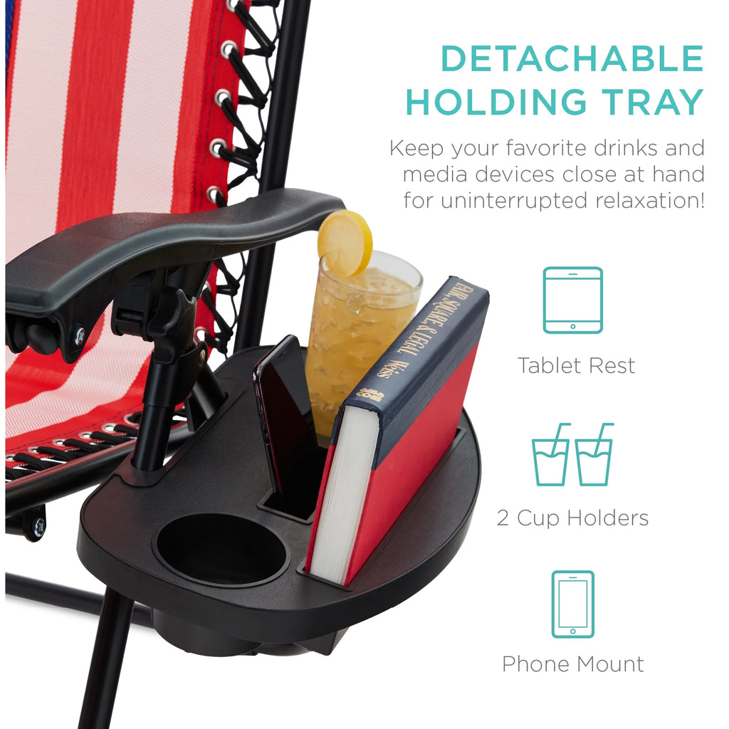 Best Choice Products Set of 2 Zero Gravity Lounge Chair Recliners for Patio, Pool w/ Cup Holder Tray - Gray