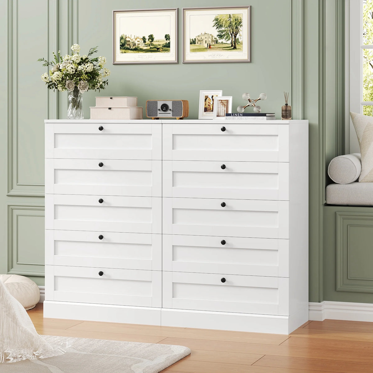 Homfa 5 Drawer White Bedroom Dresser, Modern Vertical Dresser Drawers Wood Organizer for Living Room Entryway Small Spaces