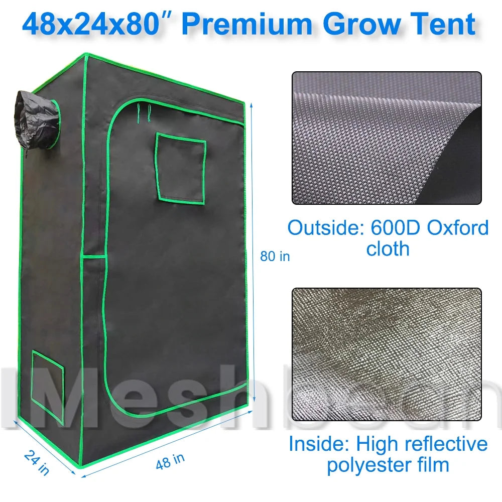 Vanleno Upgraded 48"x 24"x 80" Complete Grow Tent Kit, Full Spectrum LED Grow Light