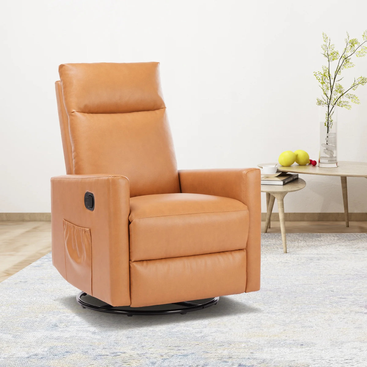 Recliner Message Chair with Footrest, Swivel Rocking Glider, High Back Upholstered Deep Seat for Living Room, Grey