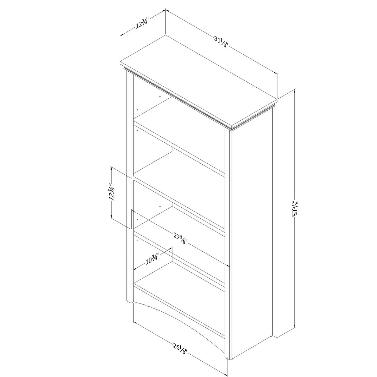 Gascony 4-Shelf Bookcase-Rubbed Black-South Shore