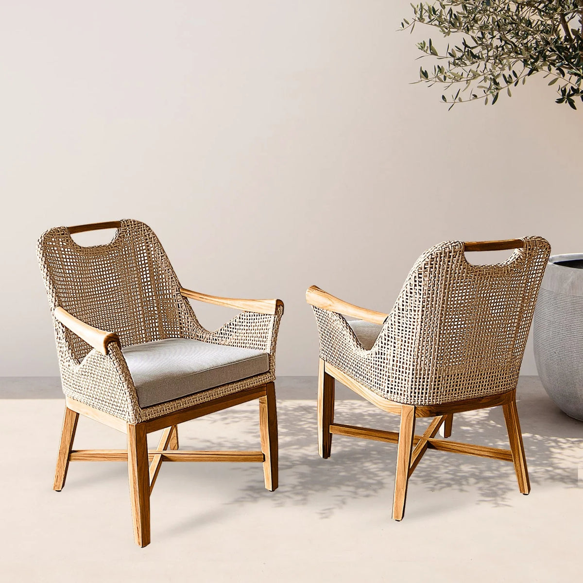 Cambridge Casual  Sydney 2-piece Teak Wood Outdoor Dining Armchair