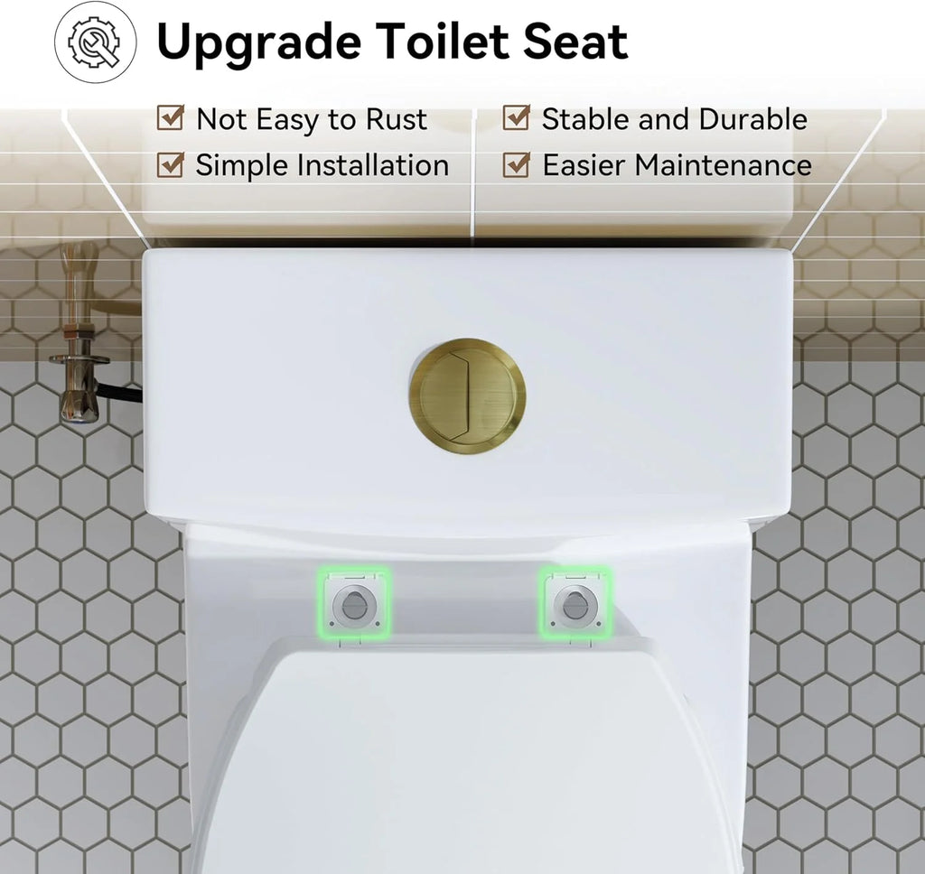 HOROW Compact One Piece Toilet with Comfort Seat ADA Height 17.3" Elongated Dual Flush 0.8/1.28 GPF