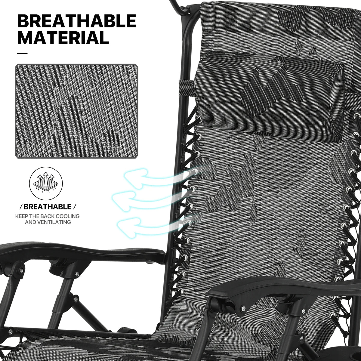 MoNiBloom Zero Gravity Chairs Set of 2, Folding Outdoor Patio Beach Recliner with Canopy Shade & Headrest, Black