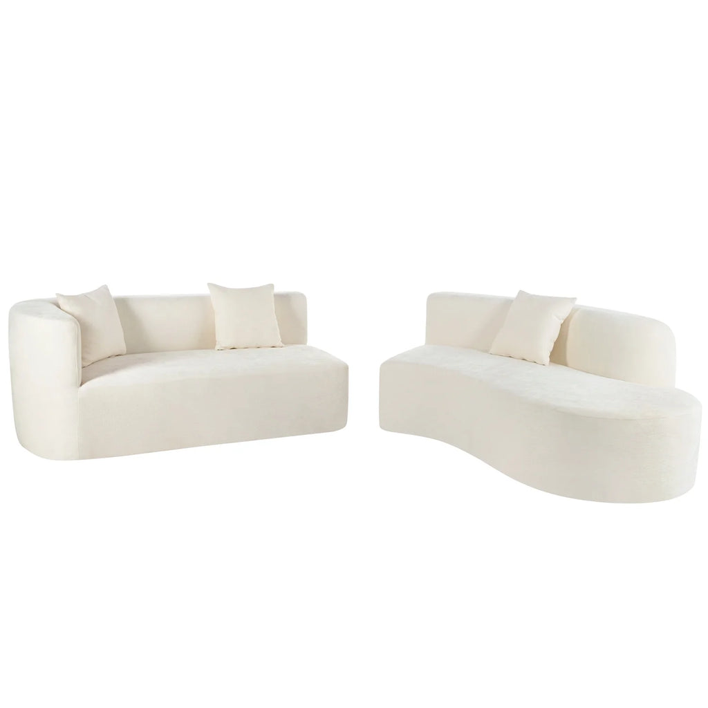 Harper & Bright Designs Modern Curved Floor Sofa Set, Modular Sectional Sponge Couch for Living Room, 2 PC Free Combination No Assembly Foam-Filled Sofa, Beige