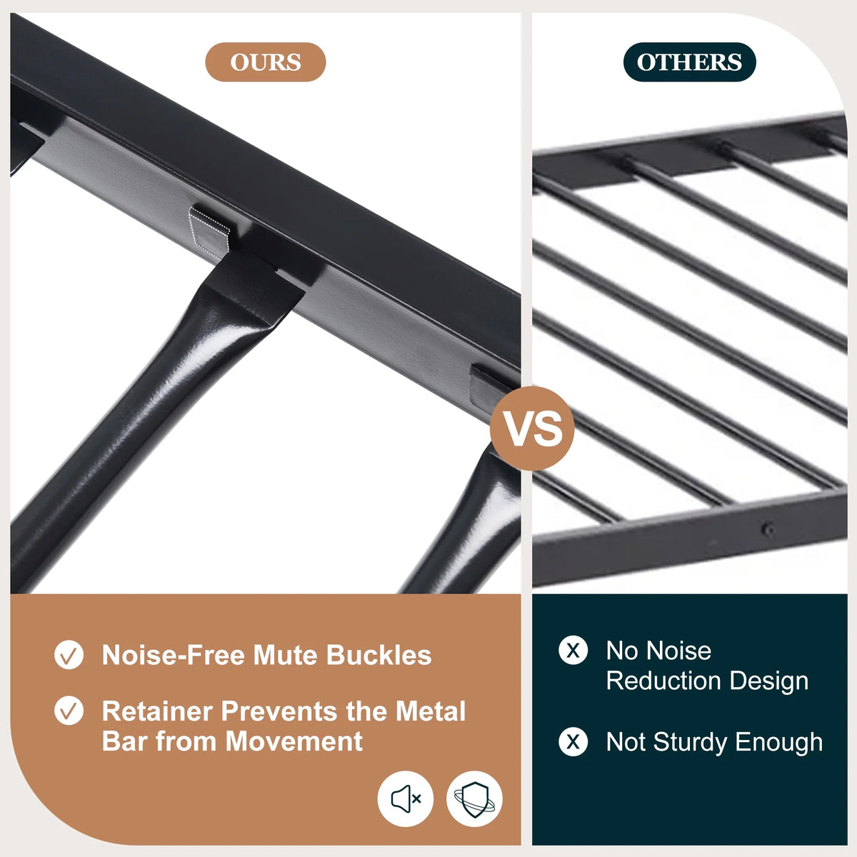 Amolife Twin over Full Size Metal Bunk Bed with Removable Ladder, Full-Length Guardrail, Black