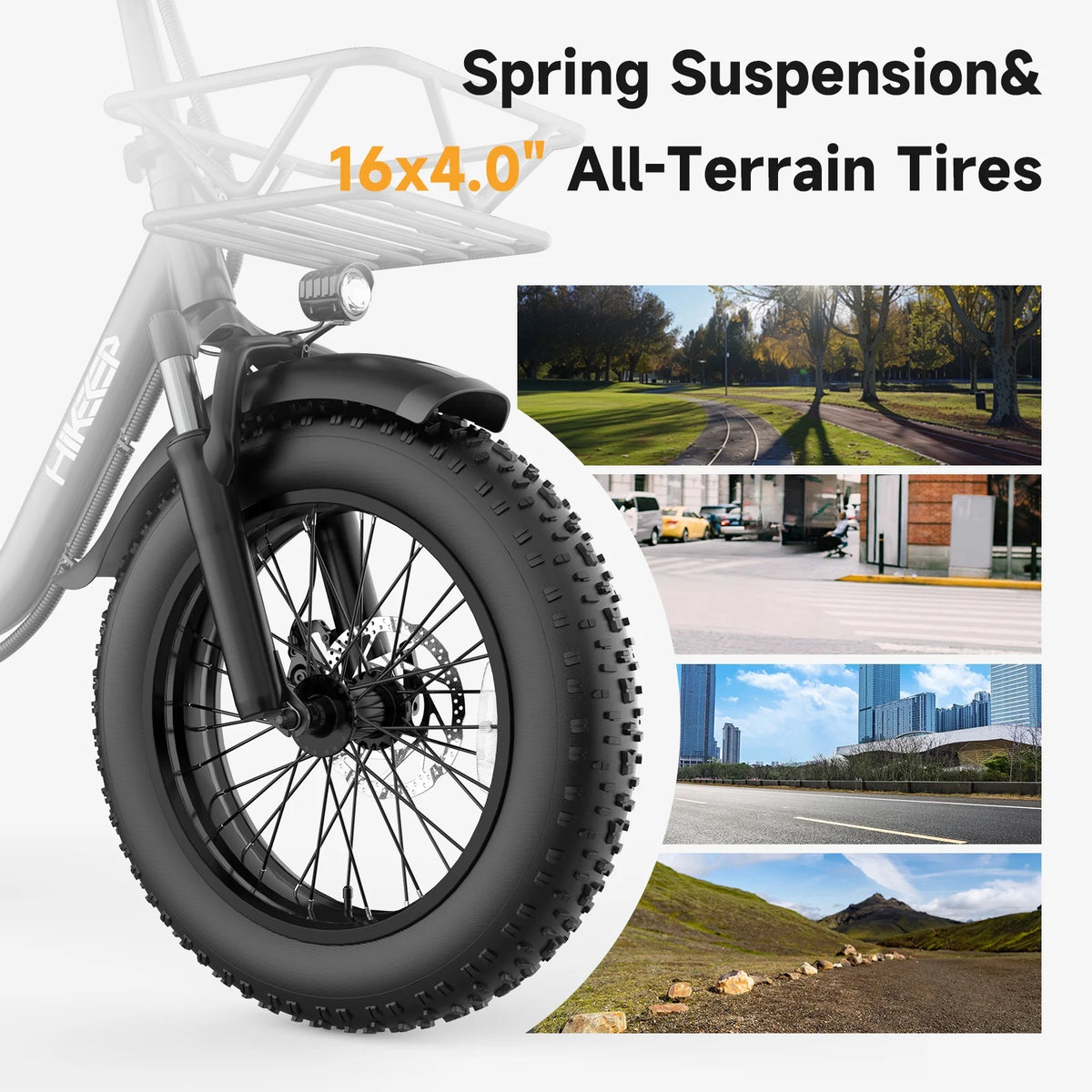 1200W Peak Folding Electric Bike for Adults, 48V 13Ah Removable Battery Ebike, 16��4�� Fat Anti-Puncture Tires, Front Suspension, Compact Foldable E-Bike for Easy Storage, UL 2849, White