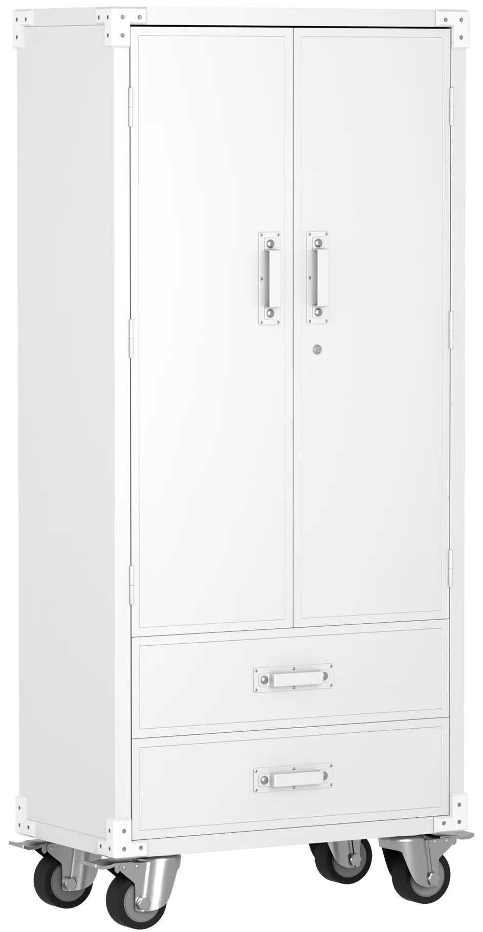 SUPEER 71" Metal Storage Cabinets with Wheels and Pegboards, Industrial Cabinet with 2 Drawers and 2 Adjustable Shelves,, Assembly Required