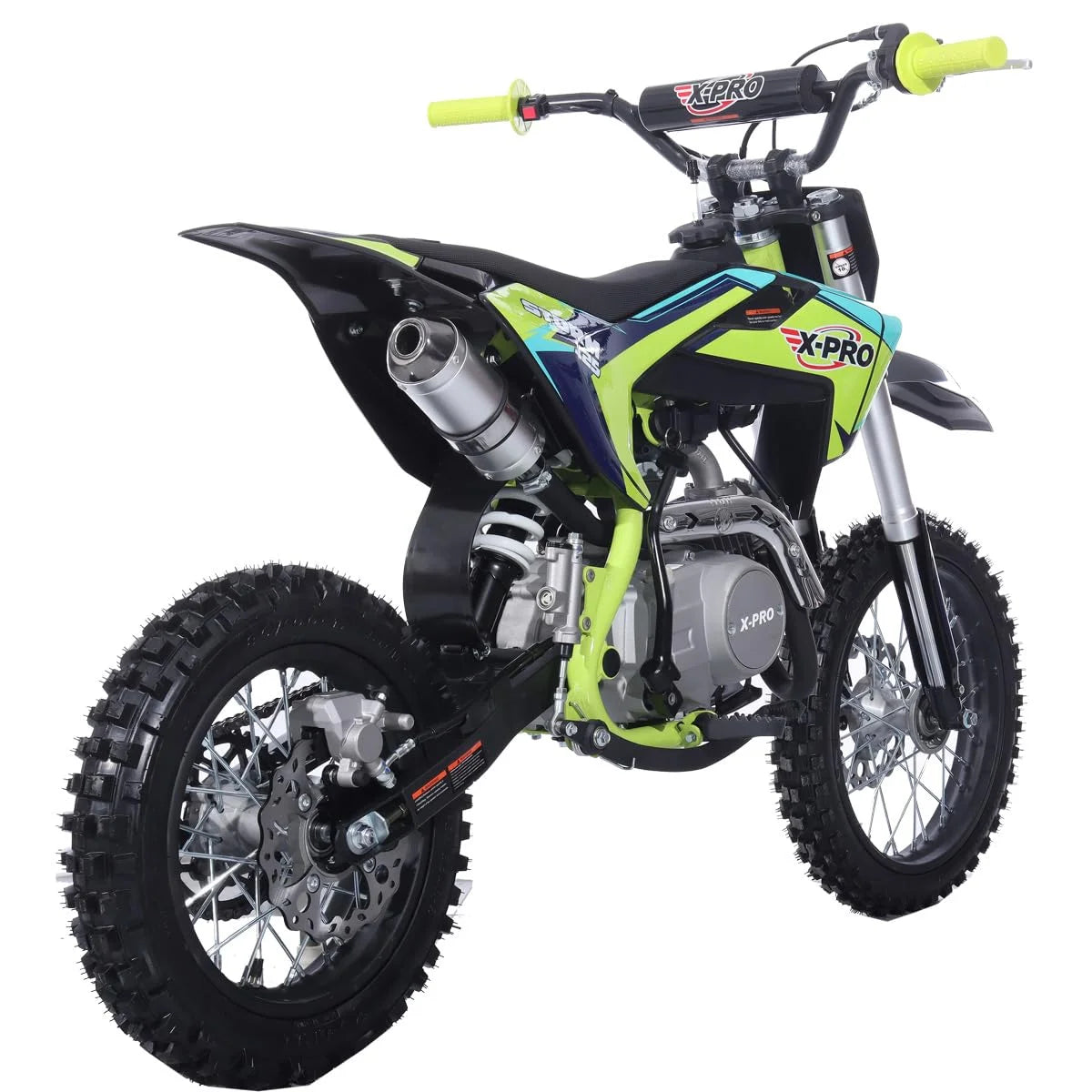 X-Pro Brand New Storm 125cc Dirt Bike with 4-Speed Semi-Auto Transmission, Kick Start, Big 14"/12" Tires!
