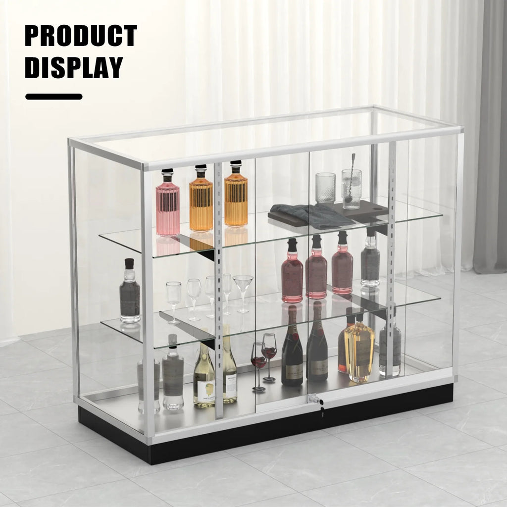 48��D * 20��W * 38��H - full vision glass display case