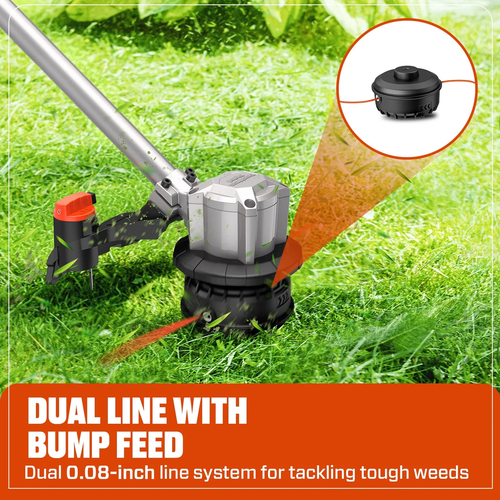 SENIX 58V Brushless Weed Eater, 11�?13�?Variable Length String Trimmer, 360° Adjustable Handle, Battery & Charger Included, GTSX5-M