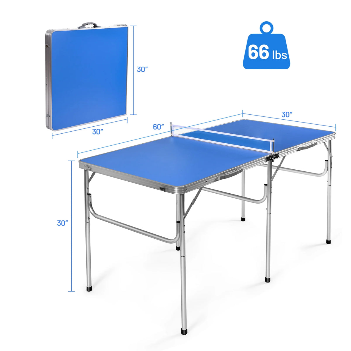 Gymax Folding Table Tennis Table Portable Ping Pong Table w/ 2 Paddles & 2 Balls