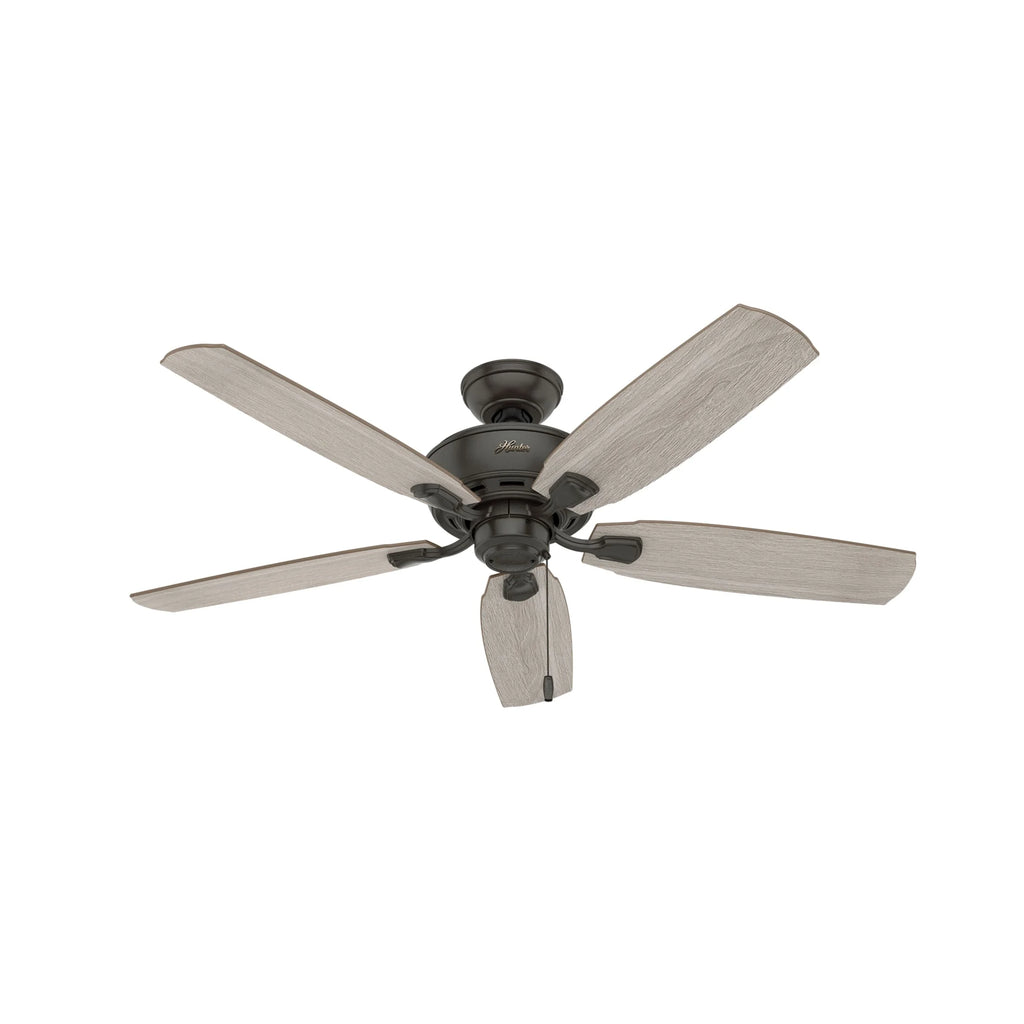 Hunter - Amberlin Indoor Ceiling Fan With Light, 52-inch, Brushed Nickel, Casual-style, 3-speed WhisperWind Motor, 53216, for Living Rooms, Bedrooms