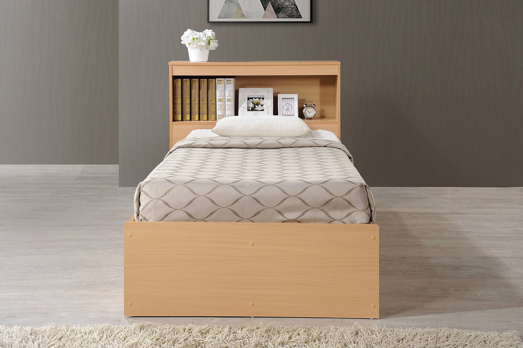 Hodedah Twin-Size Captain Bed with 3-Drawers and Headboard in White
