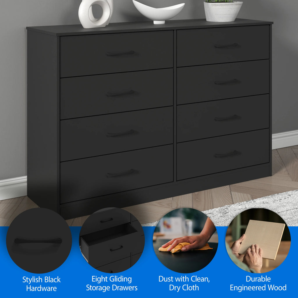 Mainstays Ardent 8 Drawer Dresser, Black