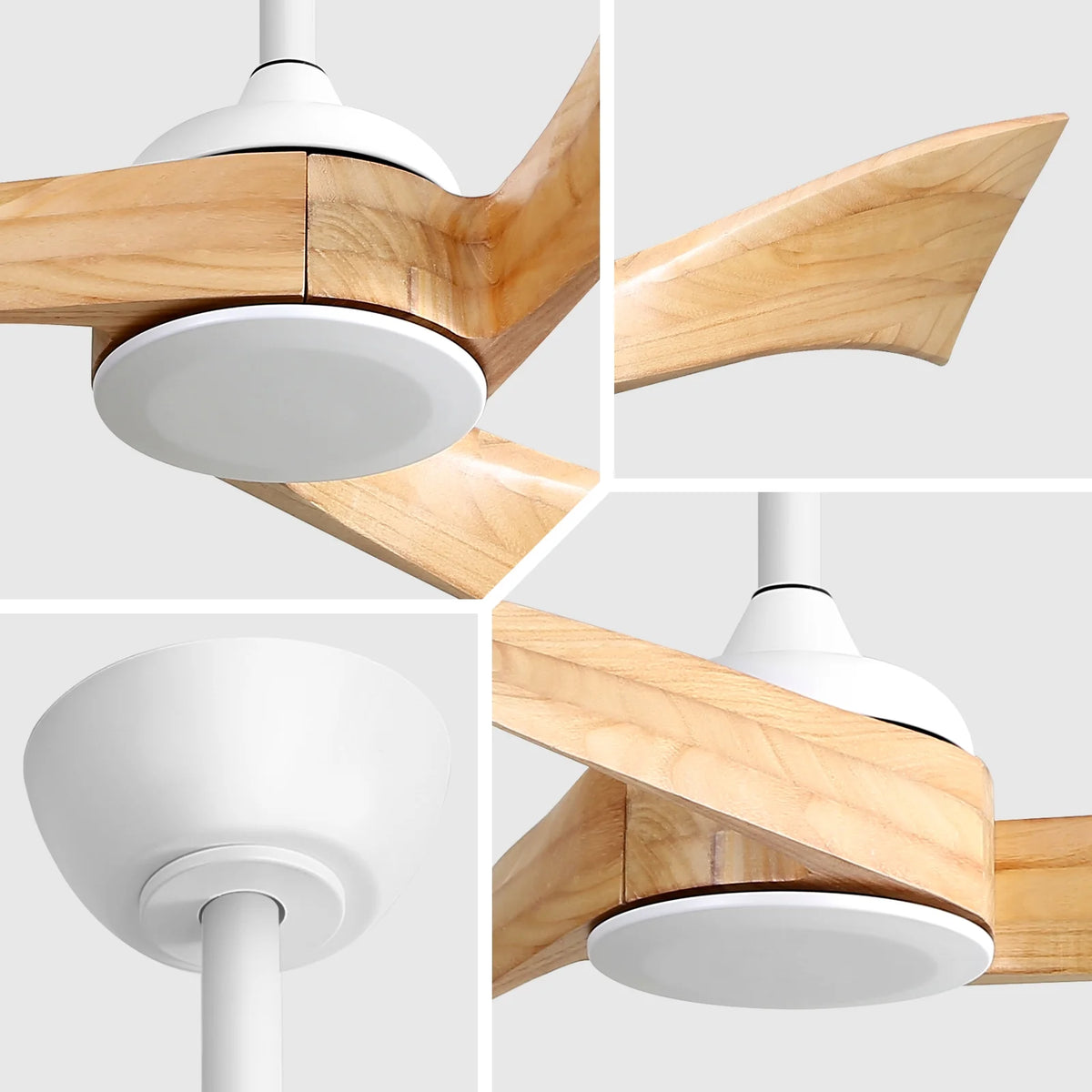 Sofucor 52" Wood Ceiling Fan No Light, 6 Wind Speeds, 3 Blades with Reverse Airflow, Black