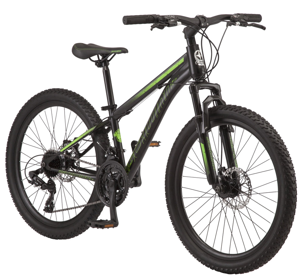 Sidewinder mountain bike, 24-inch wheels, 21 speeds, black / green