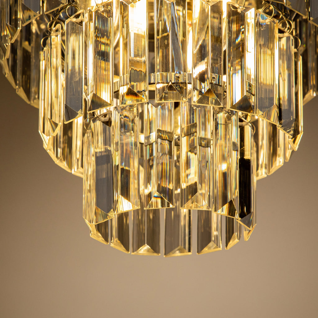 AloaDecor 3-Light 13" Cone Shape 4-Tier Crystal Chandelier Matt Black Painted 13 to 24 Inches Painted