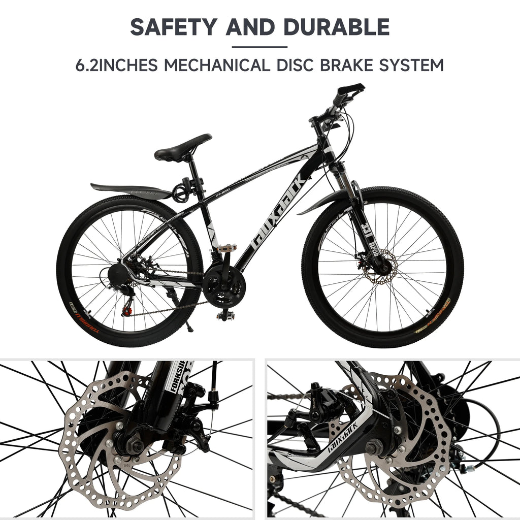 ARTUDATECH 27.5 Inch Mountain Bike, Shimano 21 Speed,  Dual Disc Brake Bike for Men Womens Adult, Full Suspension Bicycle