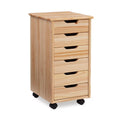 Riverbay Furniture Six Drawer Wood Rolling Storage Cart in Brown