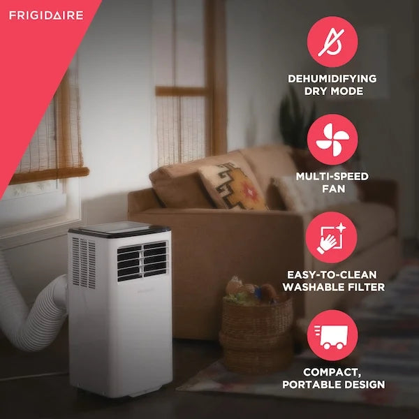 Frigidaire 8,000 BTU Portable Air Conditioner with Dehumidifier Mode for Rooms up to 150 Sq. Ft., White