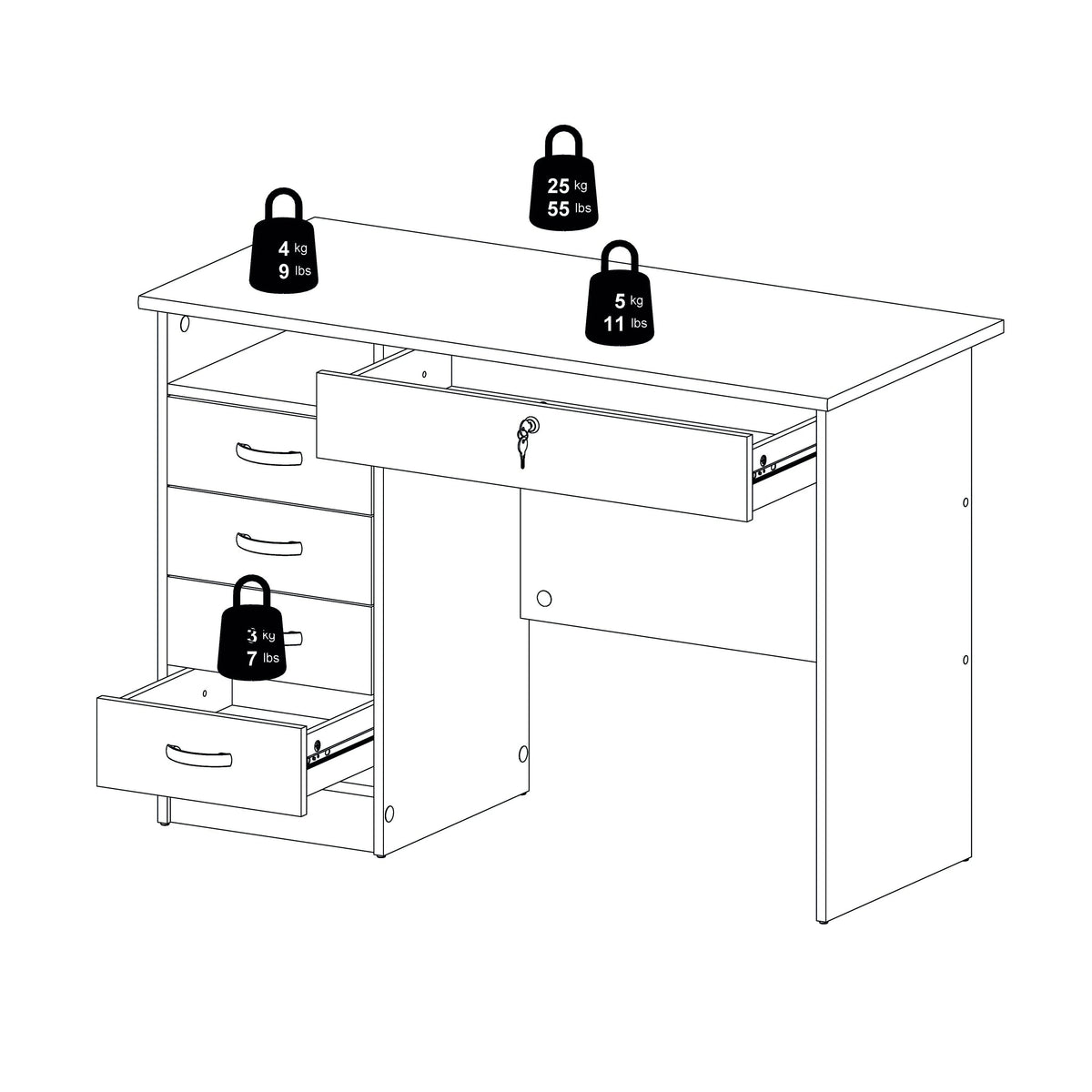 Tvilum Walden Desk with 5 Drawers