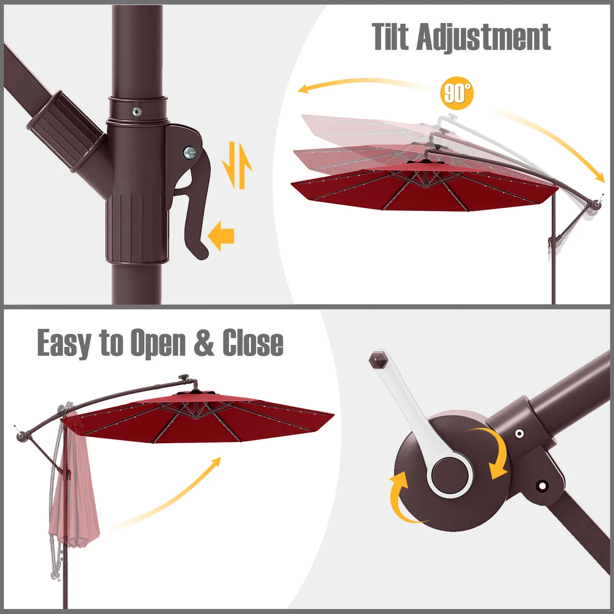 Costway 98.40" Navy Cantilever Patio Umbrella, Base-Included