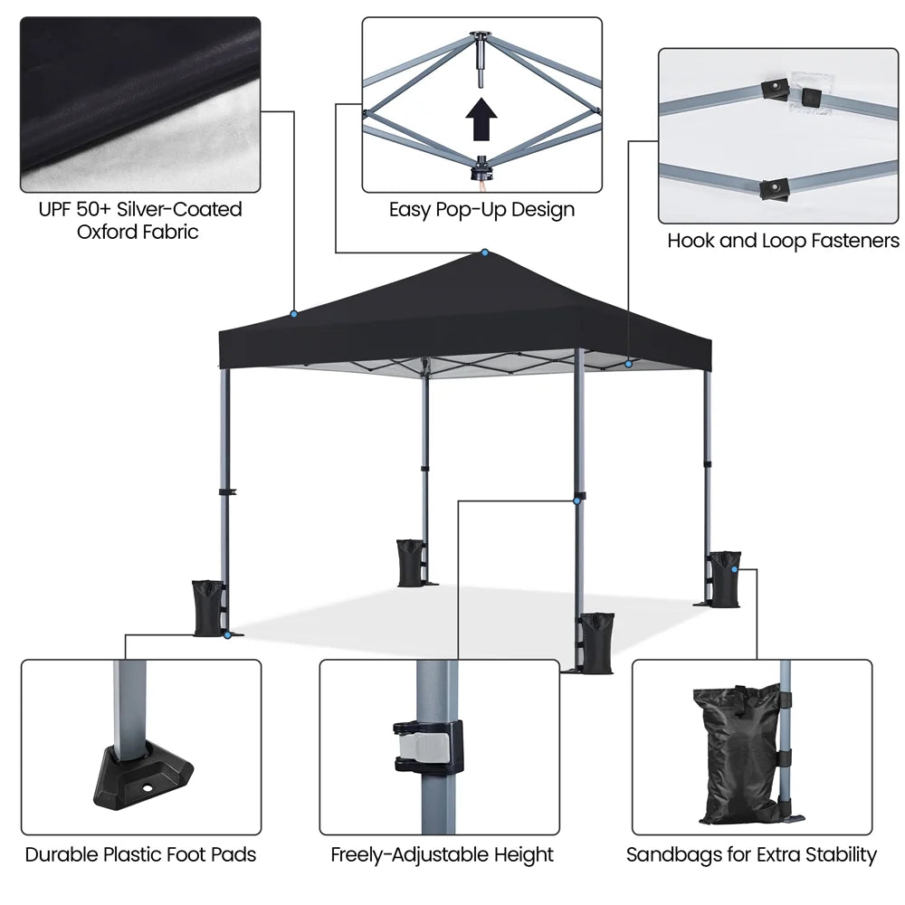 Topeakmart 12x12ft Commercial Pop-up Canopy Tent with Adjustable Height for Outdoor, White