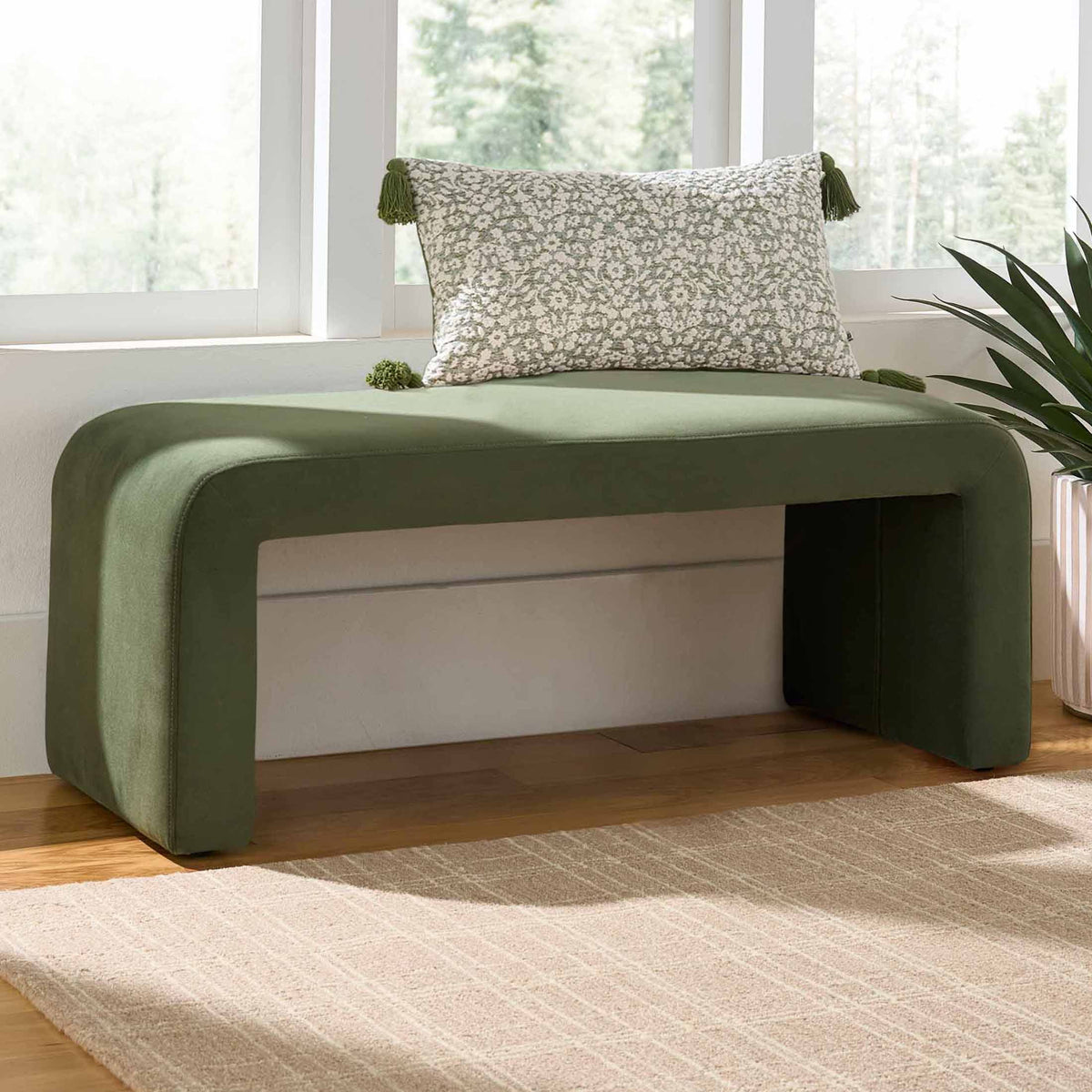 Better Homes & Gardens Juliet Velvet Waterfall Bench, Beige