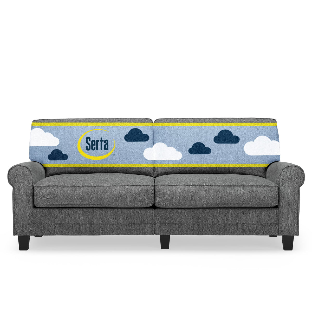 Serta Copenhagen 78" Rolled Arm Sofa with Removable Covers Dark Brown