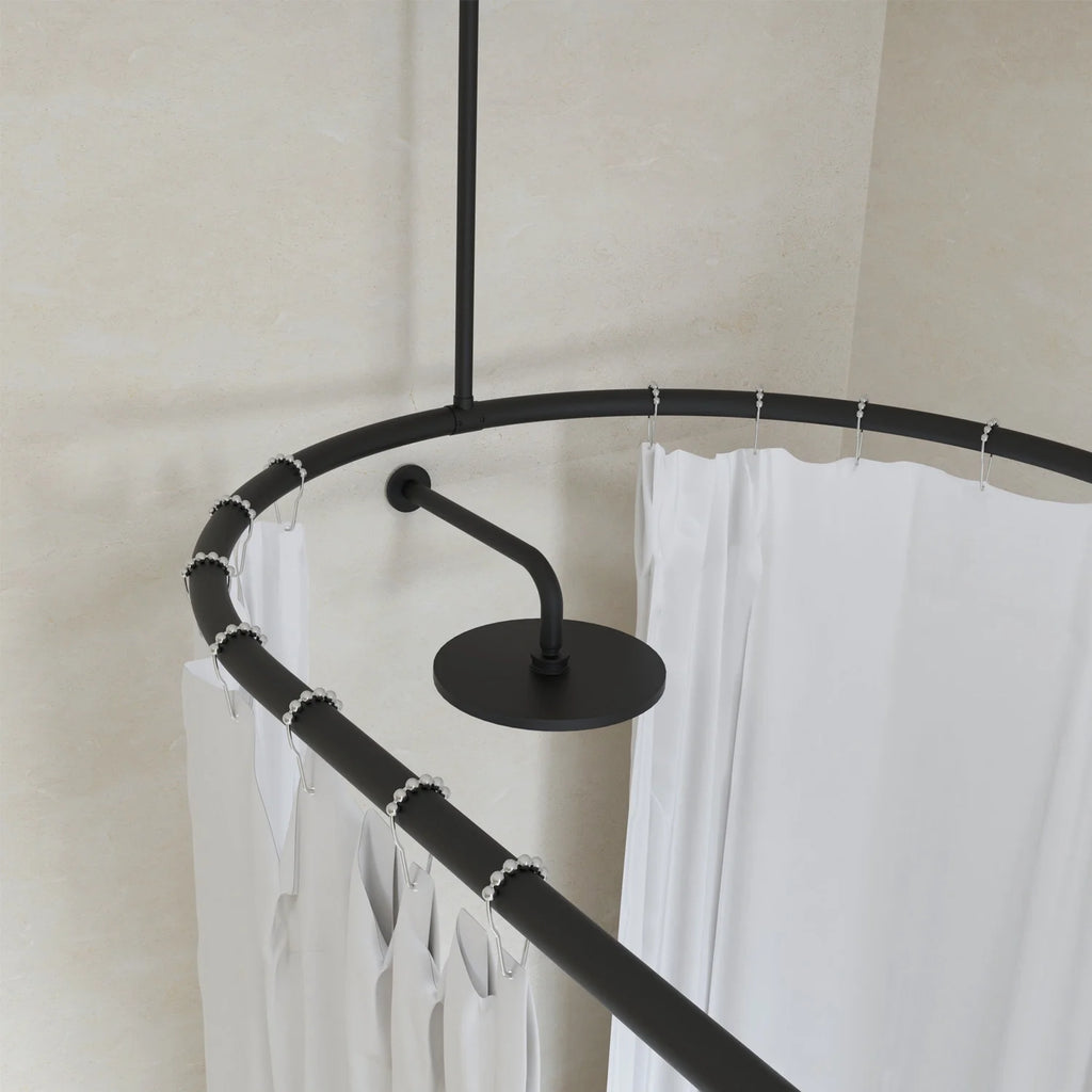 Naiture Stainless Steel Oval Shower Curtain Rod with Ceiling Support for Clawfoot Tub in 48" L X 30" W, Brushed Nickel Finish
