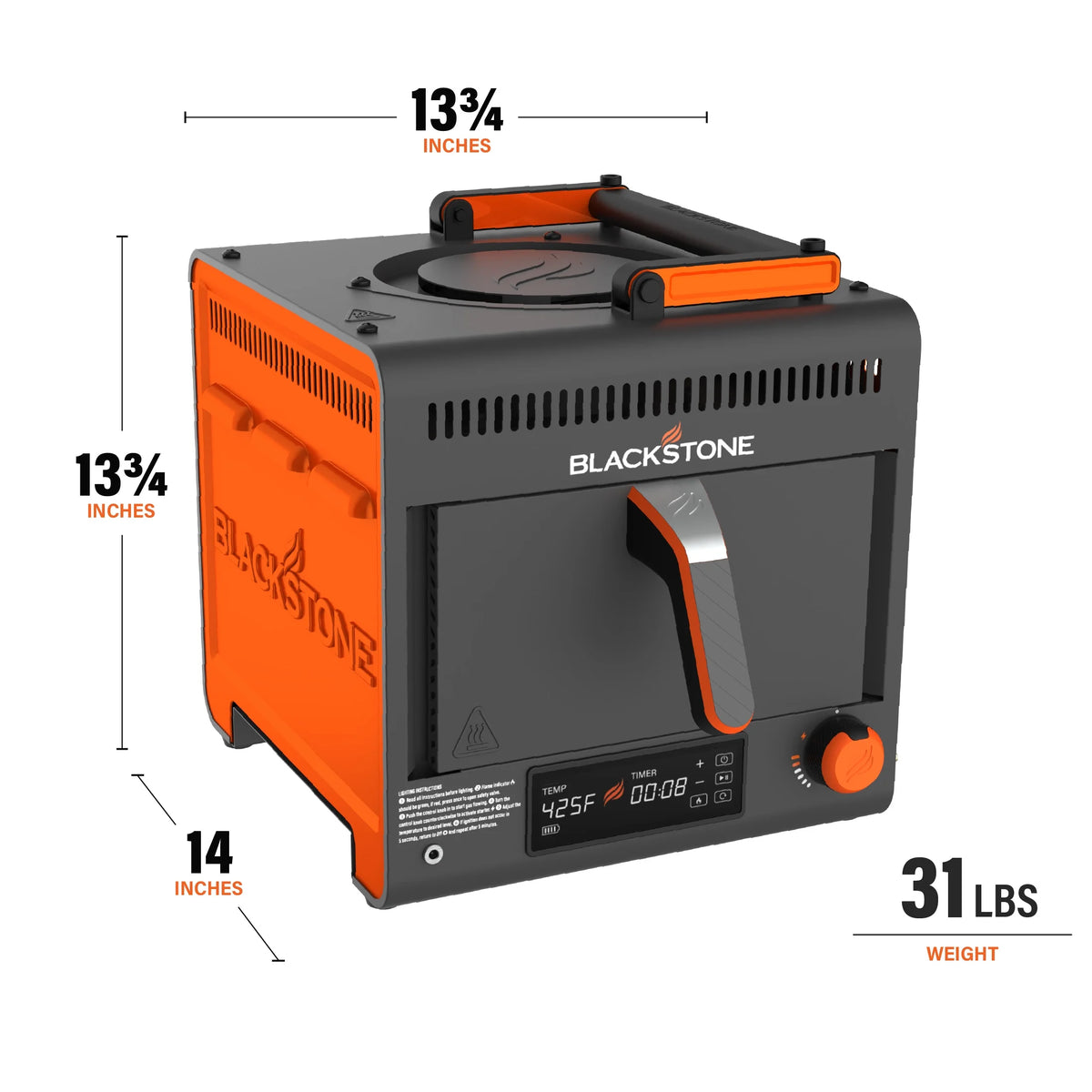 Blackstone Adventure Ready Portable Propane Air Fryer, 4 Quart, Gray & Orange, 18W, 3ft Cord