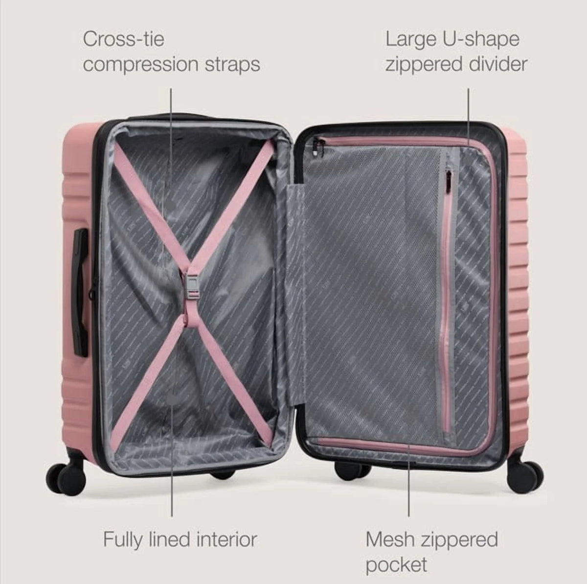 U.S. Traveler Boren Hardside Rugged Spinner Luggage, Lavender, 30" Checked Large