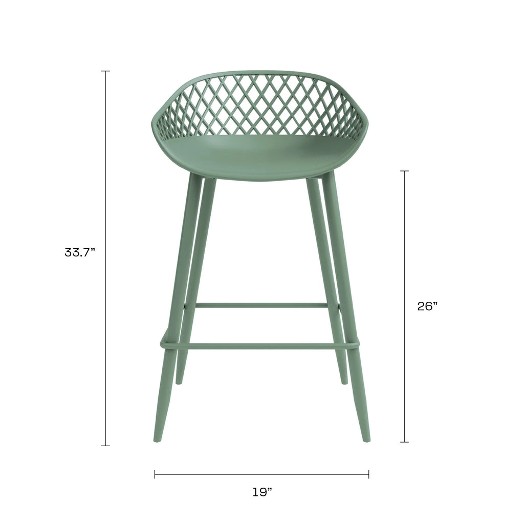 Kurv Indoor and Outdoor Counter Stool - Aloe Green - Set of 2