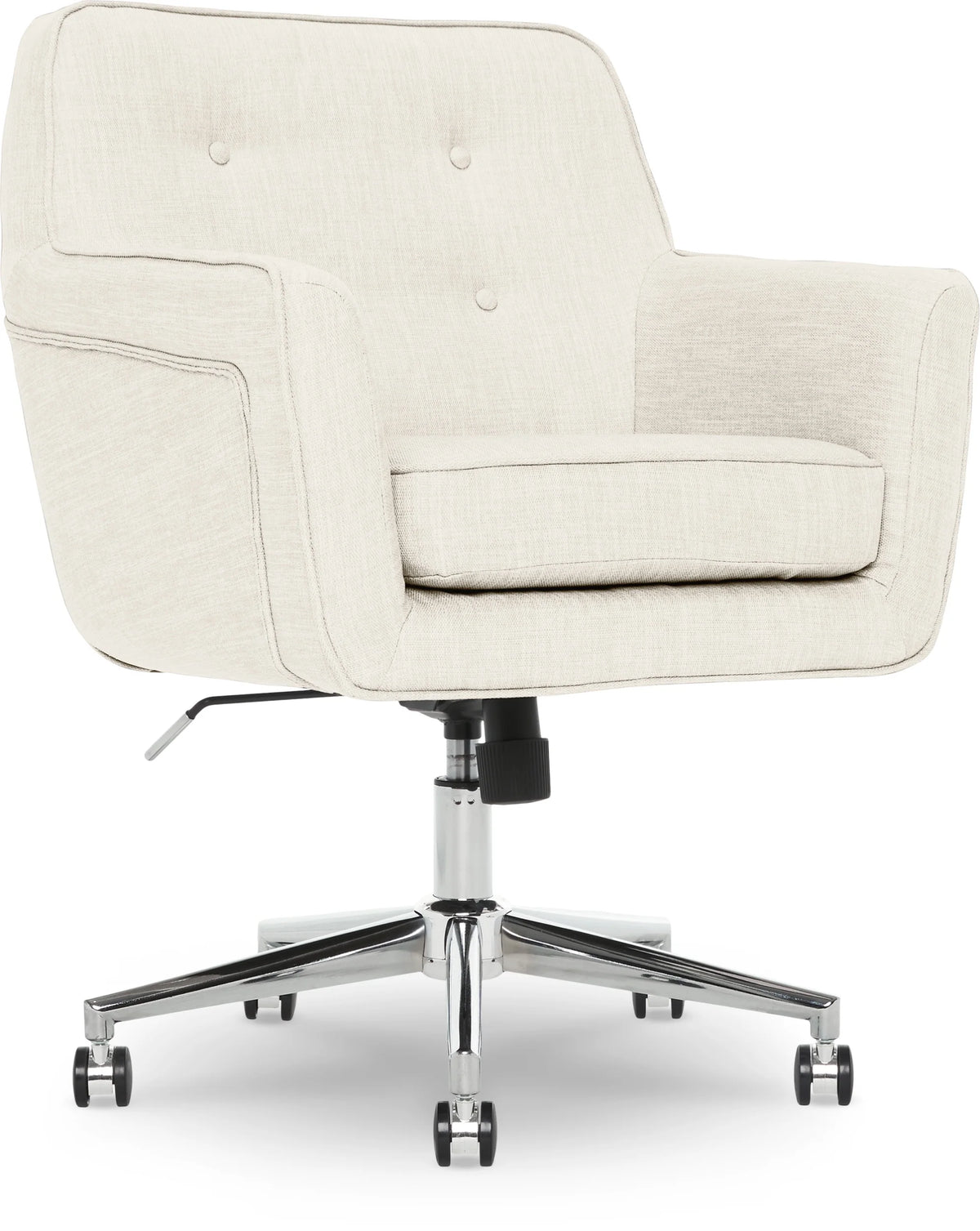 Serta Ashland Office Desk Chair, Button Tufted Mid-Back, Memory Foam Cushion, Chrome Swivel Base, Ivory