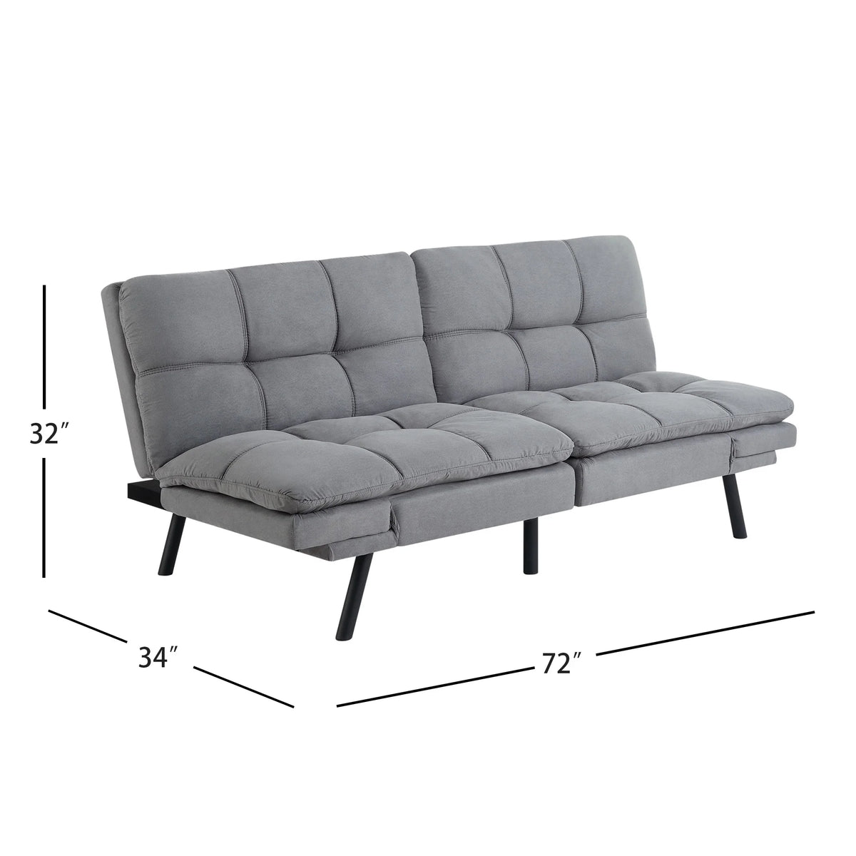 Mainstays Memory Foam Futon with 72",Black