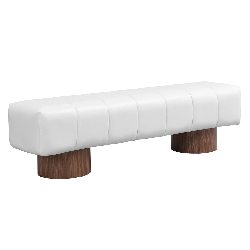Christopher Knight Home Modern Mid-Century 64" Velvet Tufted Ottoman Bench, Faux Wood Legs, Light Gray