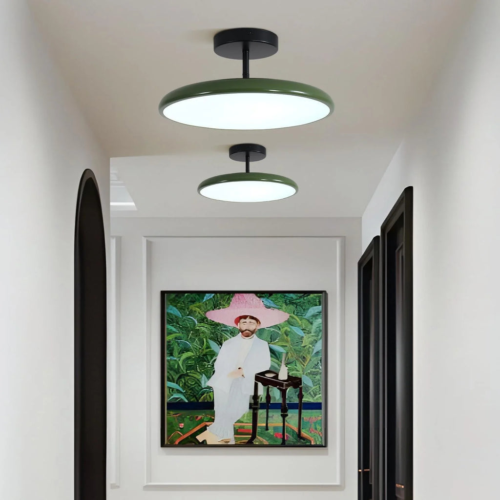 KCO Lighting Vintage Green Ceiling Light Contemporary Black Metal Flush Mount Mid Century Modern Entryway Semi Flush Mount LED Hallway Light Fixture