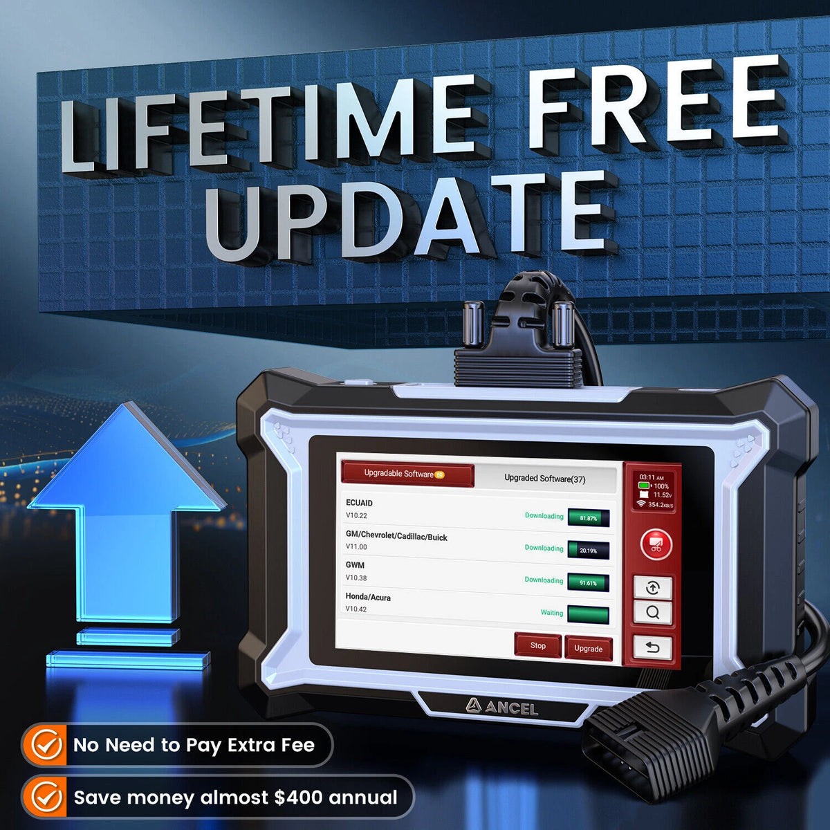 ANCEL Car Diagnostic Scan Tool, Engine ABS SRS Transmission Diagnostic Scanner, OBD2 Scanner Code Reader with 7 Resets, ABS Bleeding, BMS SAS Oil Reset, Lifetime Free Update, Online Customer Service