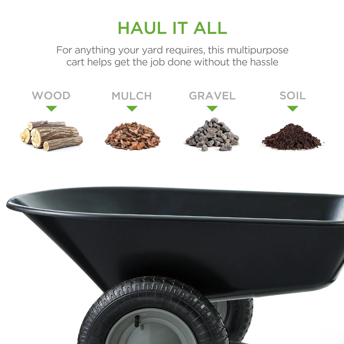 Best Choice Products Dual-Wheel Home Wheelbarrow Yard Garden Cart for Lawn, Construction - Green
