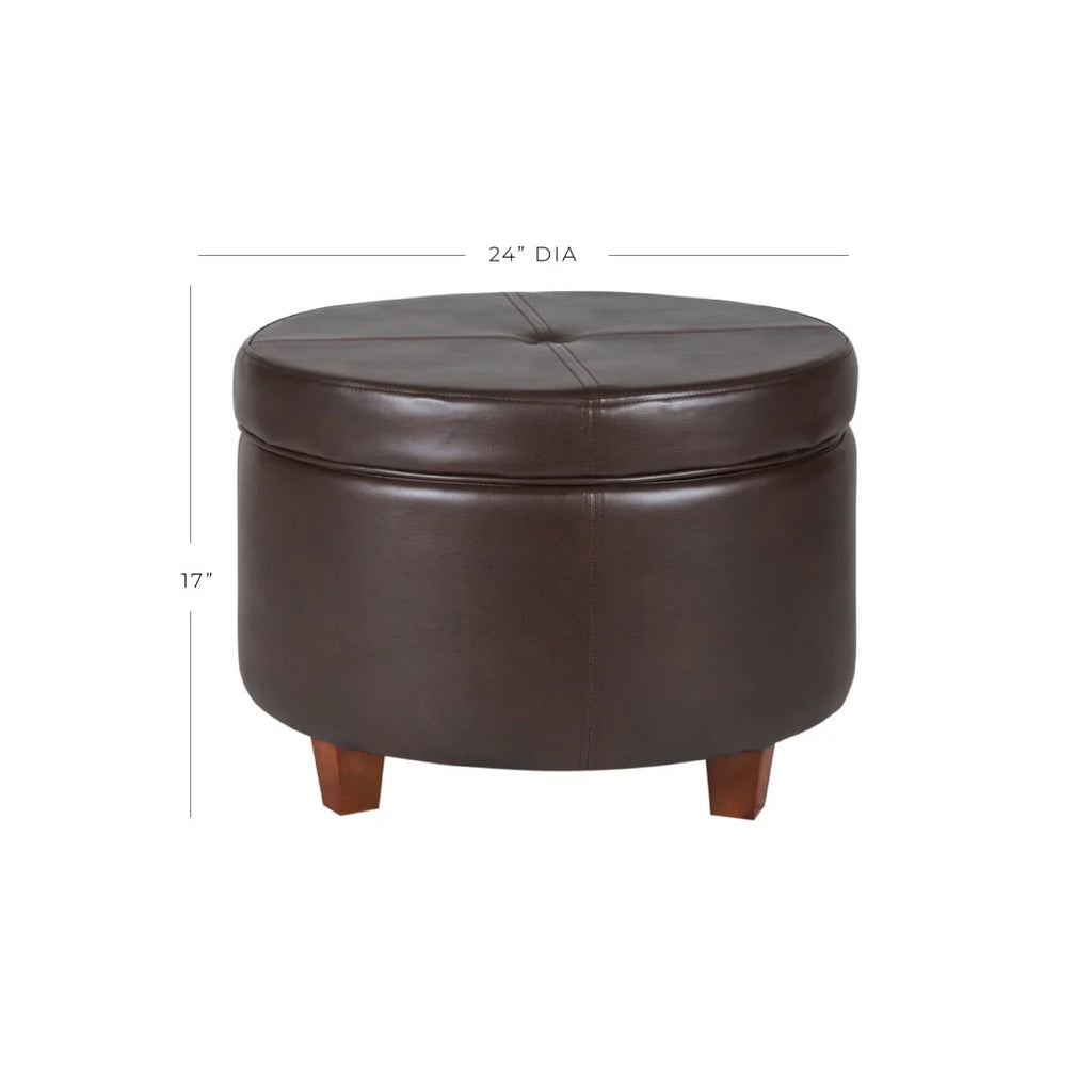 HomePop Large Leatherette Storage Ottoman, Multiple Colors