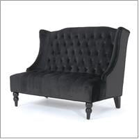 GDF Studio Leona Modern Glam Tufted Velvet Wingback Loveseat, Wine and Dark Brown