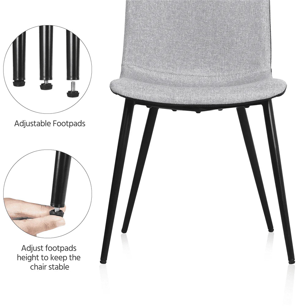 Yaheetech Set of 4 Dining Chairs for Kitchen Living Room,Gray, (Linen, PVC)