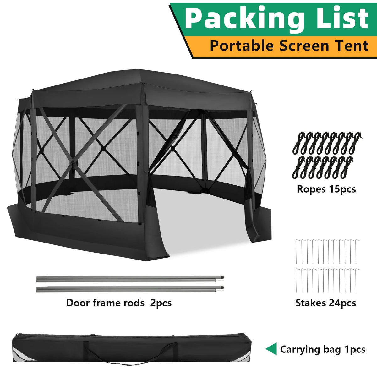 COBIZI 8x8 Pop up Gazebo Tent, Ez up Waterproof Screen Tent Screen House, Portable Outdoor Canopy Sun Shelter with 3 Sidewalls, Carry Bag & Ground Stakes for Camping, Garden and Picnics, Gray